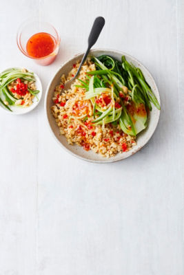 Cauliflower Rice Bowls With Greens & Sweet Chilli Sauce