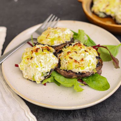 Cheese & Leek Stuffed Mushrooms