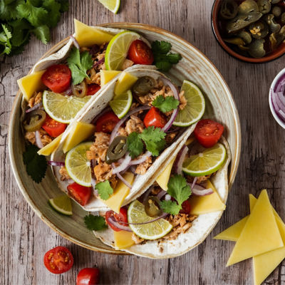 Cheesy Chicken Tacos With Lime And Coriander