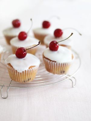 Iced Cherry Cupcakes