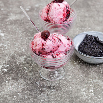 Cherry Ripple & Almond Ice Cream