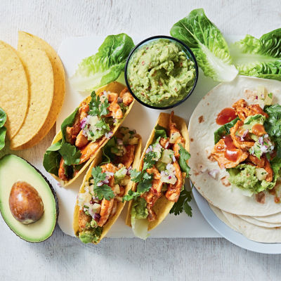 Chicken & Guacamole Tacos With Pineapple Salsa