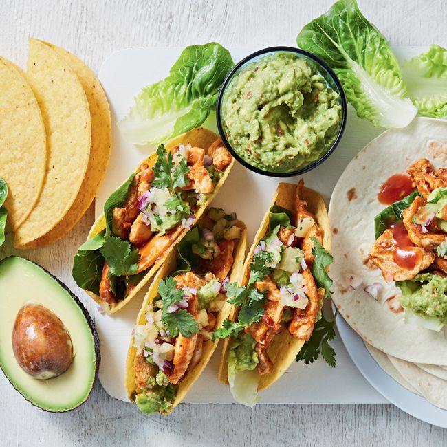 Chicken & Guacamole Tacos With Pineapple Salsa