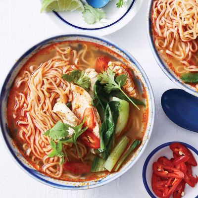 Chicken tom yum noodle soup