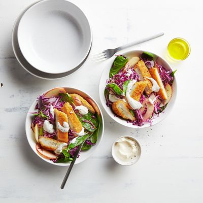 Chicken schnitzel with apple slaw