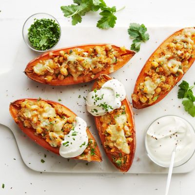 Chickpea-stuffed sweet potatoes