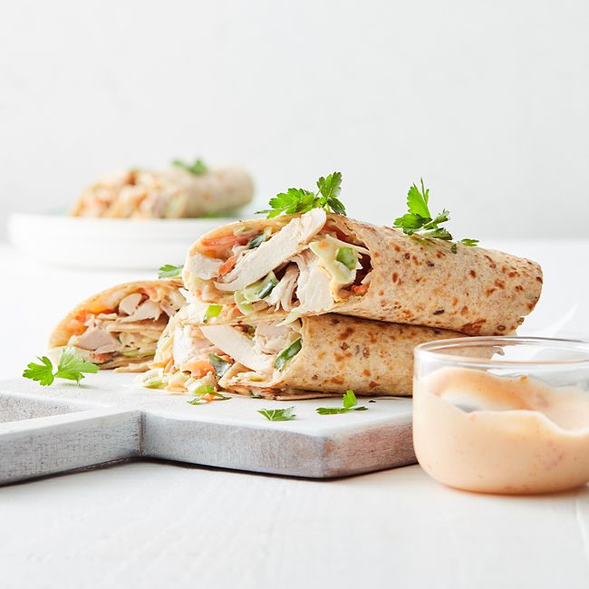 Easy Chilli Chicken Coleslaw Wraps