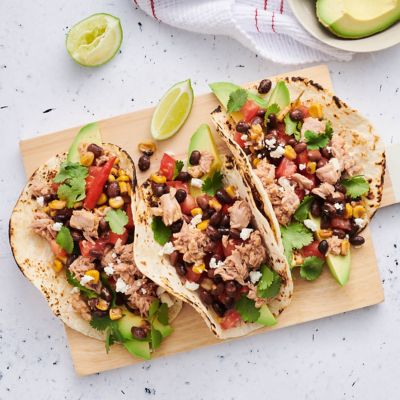 Chilli Tuna, Black Bean And Charred Corn Tacos