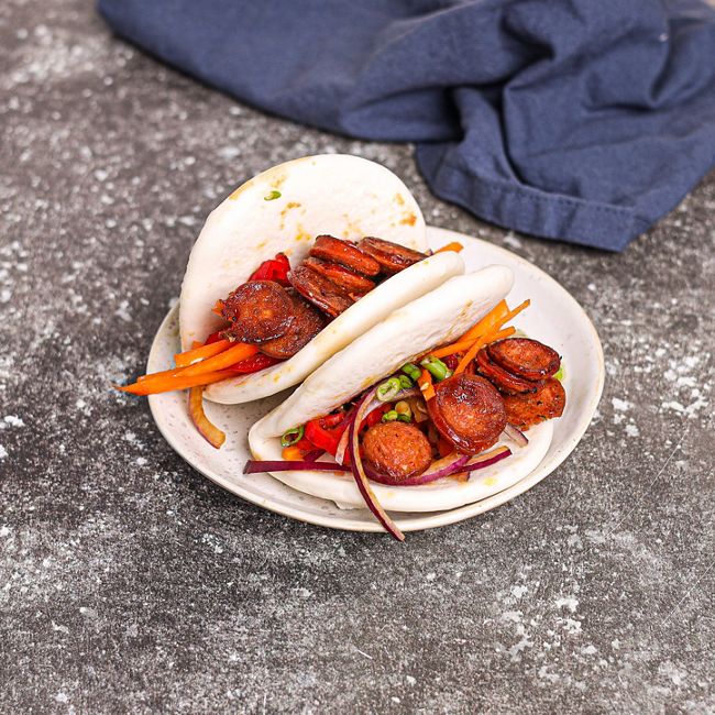 Chorizo & Olive Steamed Stuffed Buns