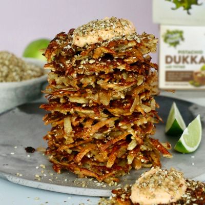 Chunky Veggie Dukkah Fritters with Chilli Aioli 