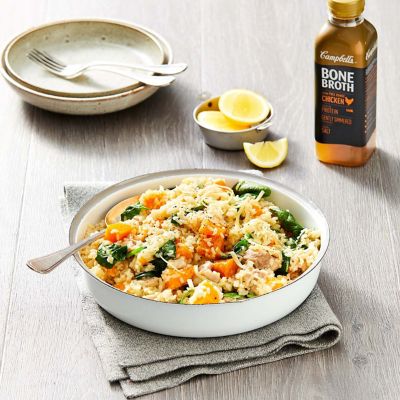 Campbell's Chicken Bone Broth, Pumpkin and Rice Bake