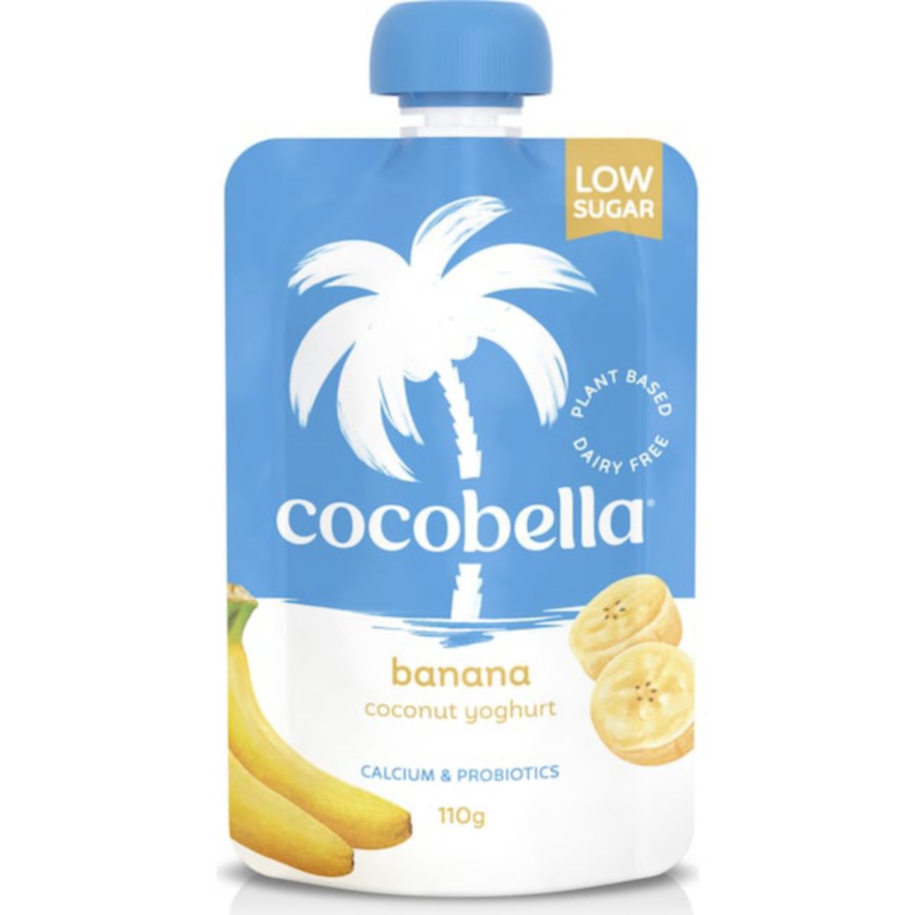 Cocobella Banana Coconut Yoghurt Pouch 110g shown.