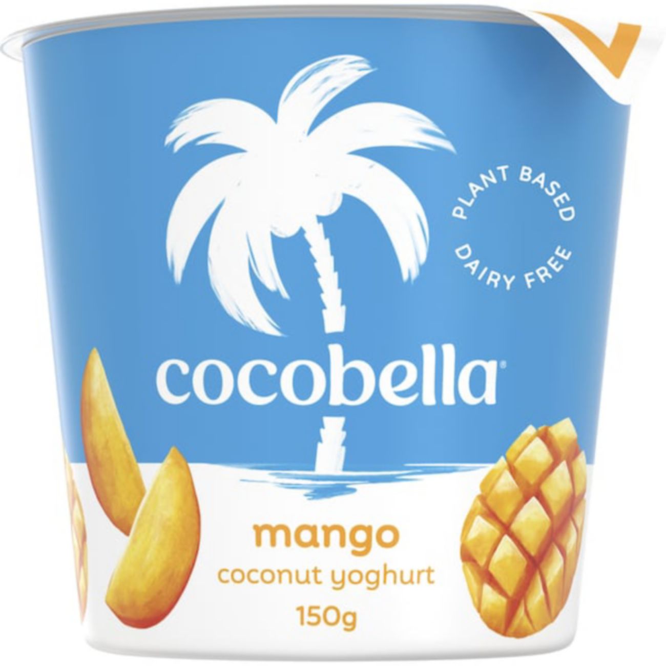 Cocobella Coconut Mango Yoghurt 150g shown.