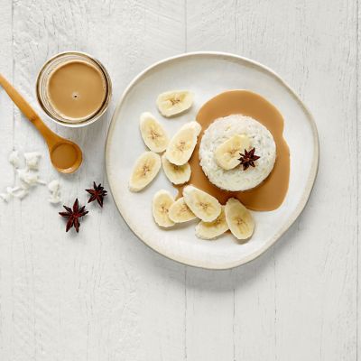 Coconut Rice With Caramel Sauce & Bananas