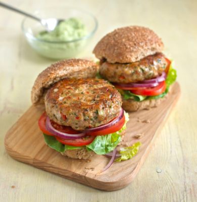 Spicy Turkey Burgers With Avocado Cream