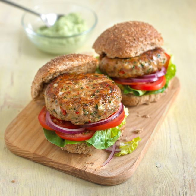 Spicy Turkey Burgers With Avocado Cream