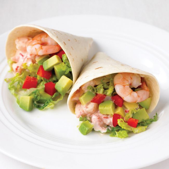Prawn Cocktail-style Wraps With Avocado & Red Capsicum Mayonnaise