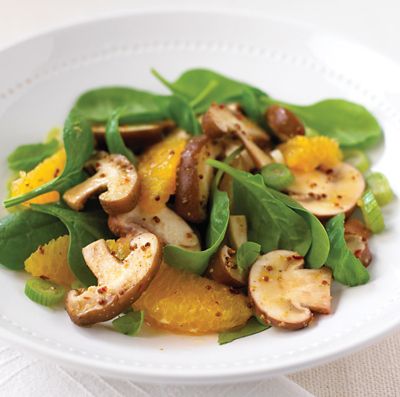 Mixed Mushrooms, Spinach, And Orange Salad