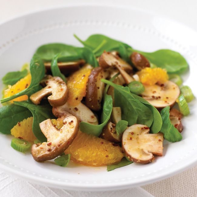 Mixed Mushrooms, Spinach, And Orange Salad