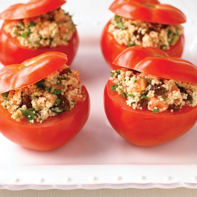 Fresh Tomatoes Stuffed With Fruity Couscous