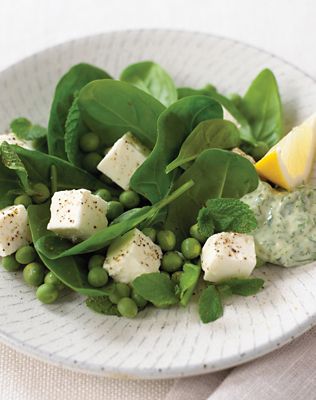 Feta And Pea Salad With Watercress Mayonnaise
