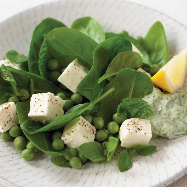 Feta & Pea Salad With Watercress Mayonnaise