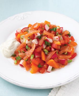 Smoked Salmon With Radishes And A Spiced yoghurt Dressing