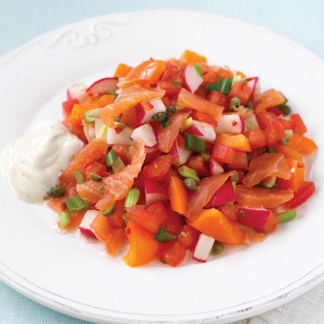 Smoked Salmon With Radishes & A Spiced Yoghurt Dressing