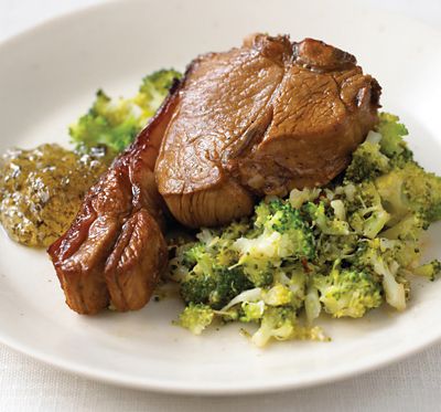 Marinated Lamb Chops With Crushed Lemon And Chilli Broccoli