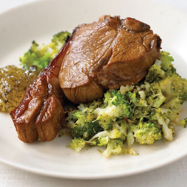 Marinated Lamb Chops With Crushed Lemon & Chilli Broccoli