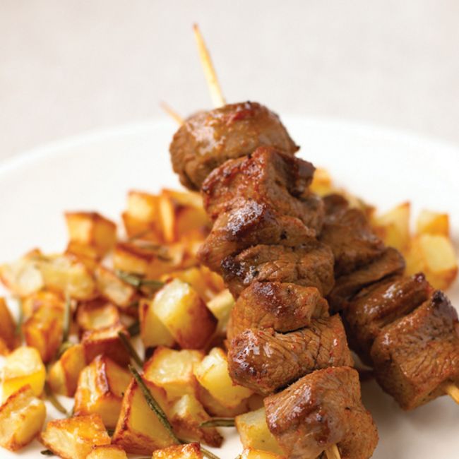 Skewered Lamb With Crispy Rosemary Potatoes