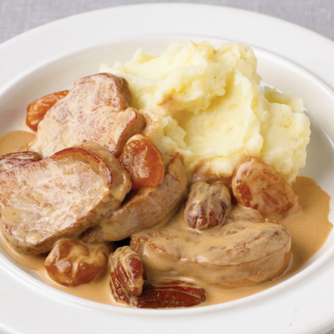 Caramelised Pork Tenderloin With Pecan Nuts & Apricots
