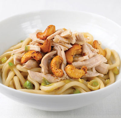 Poached Turkey With Sticky Noodles And Chilli Cashew Nuts