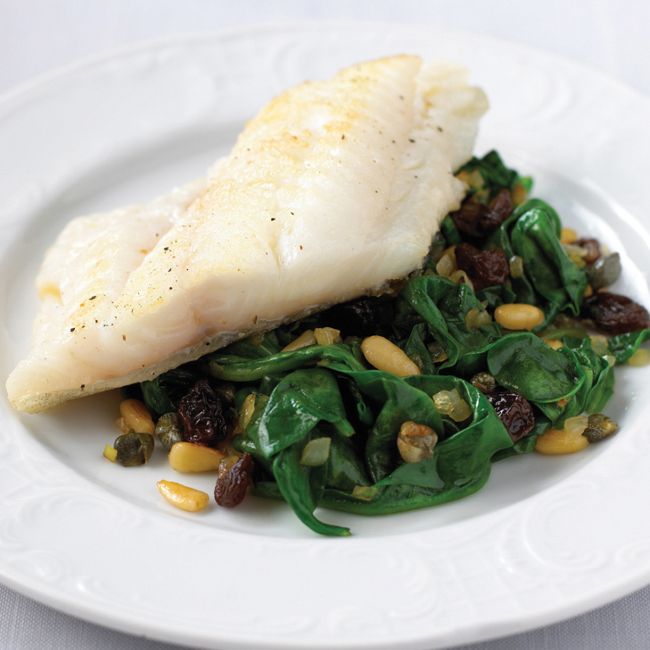 White Fish With Spinach & Pine Nuts