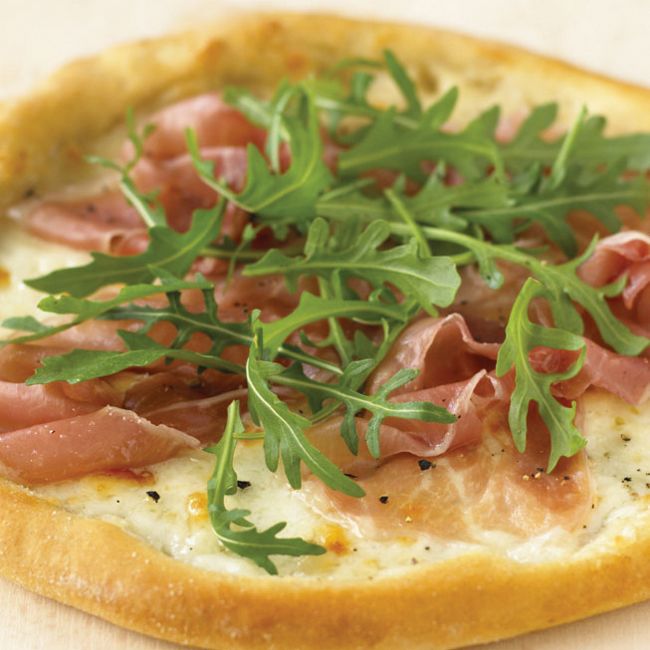 Pizza Bianca With Parma Ham, Rocket & Mozzarella