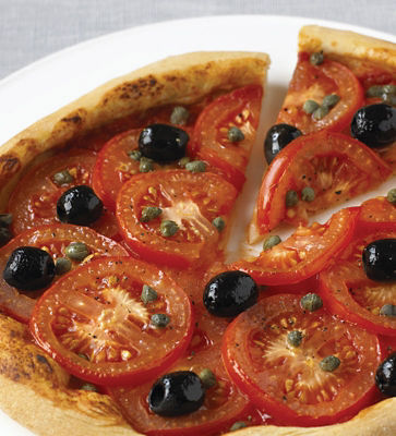 Pizza With Tomatoes, Olives & Capers