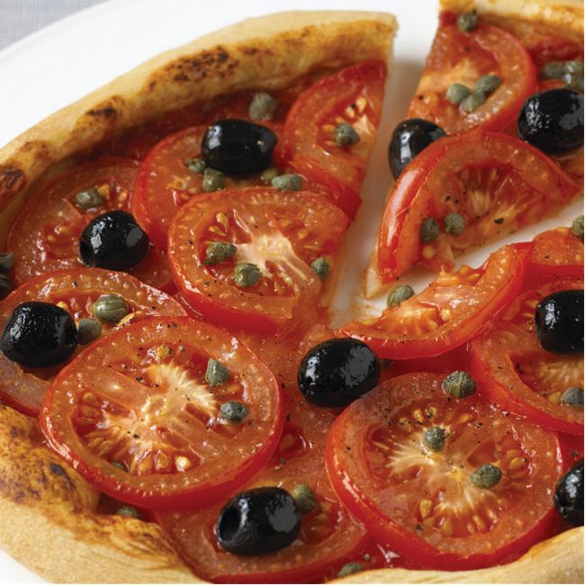 Pizza With Tomatoes, Olives & Capers