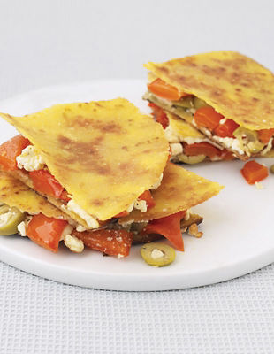 Quesadilla With Feta Cheese, Green Olives & Peppers