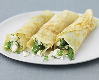 Pancakes With Asparagus, Feta Cheese & Dill