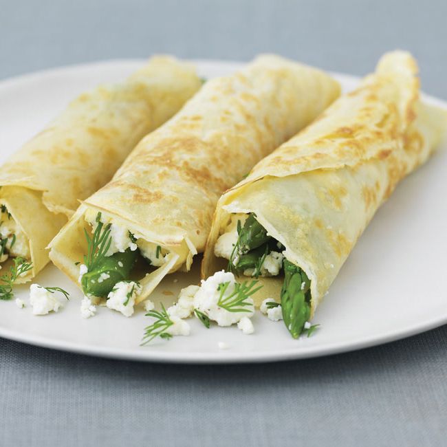 Pancakes With Asparagus, Feta Cheese & Dill