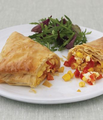 Sweetcorn & Pepper Filo Triangles