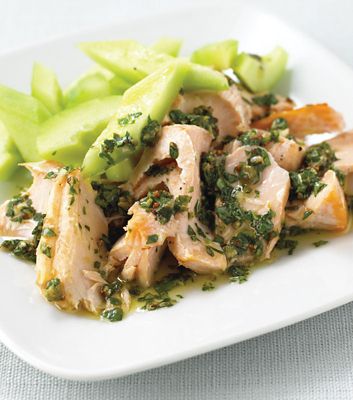 Baked Salmon With Salsa Verde And Cucumber