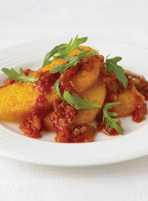 Fried Polenta With Tomato Sauce