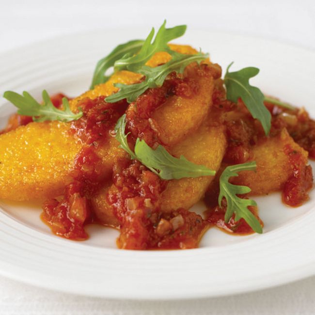 Fried Polenta With Tomato Sauce