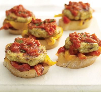 Mini Chicken Burgers With Tomato And Chilli Sauce