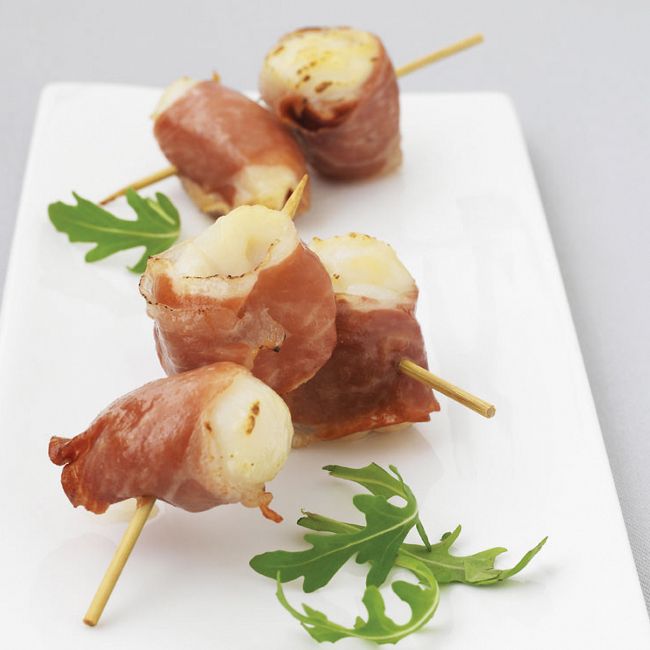 Scallops Skewered With Parma Ham