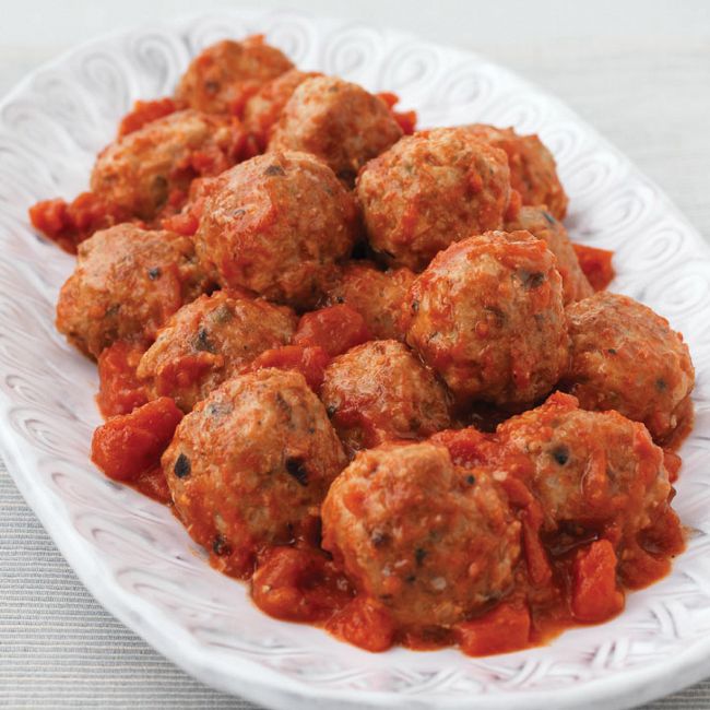 Mini Pork Meatballs In Spiced Tomato Sauce