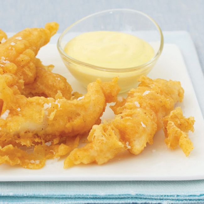 Battered Fish With Lemon Mayonnaise