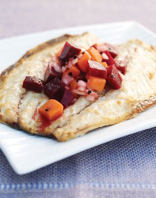 Butterflied Mackerel With Sweet Potato & Beetroot Pickle