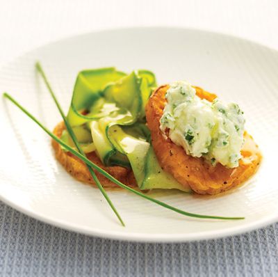 Crisp Sweet Potato With Courgette & Chive Mascarpone